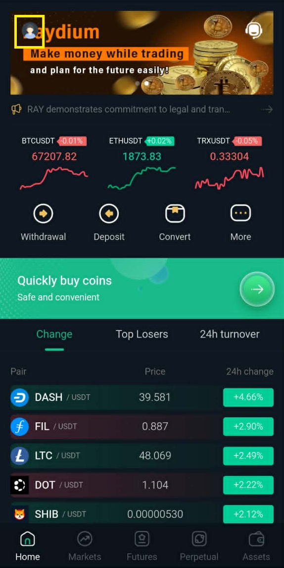 Ray app főoldal