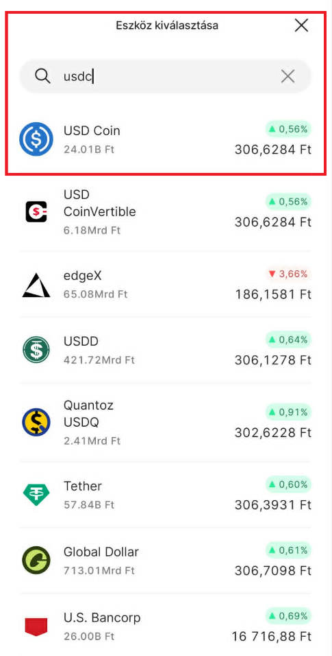 USD Coin keresés